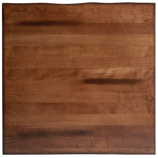 24'' Square Solid Wood Live Edge Restaurant Table Top in Walnut Wood Finish
