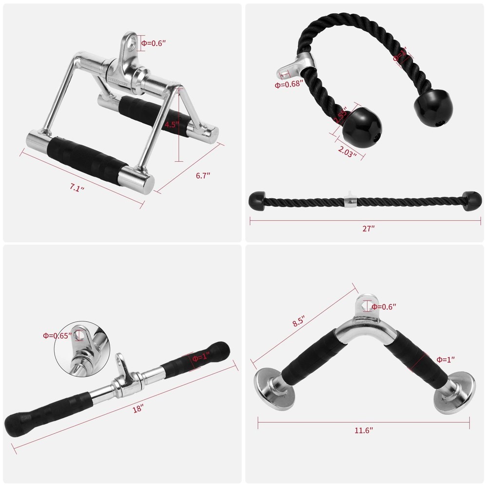Tricep Press Down Cable Machine Attachment, Body Building, LAT Pulldown Attac...
