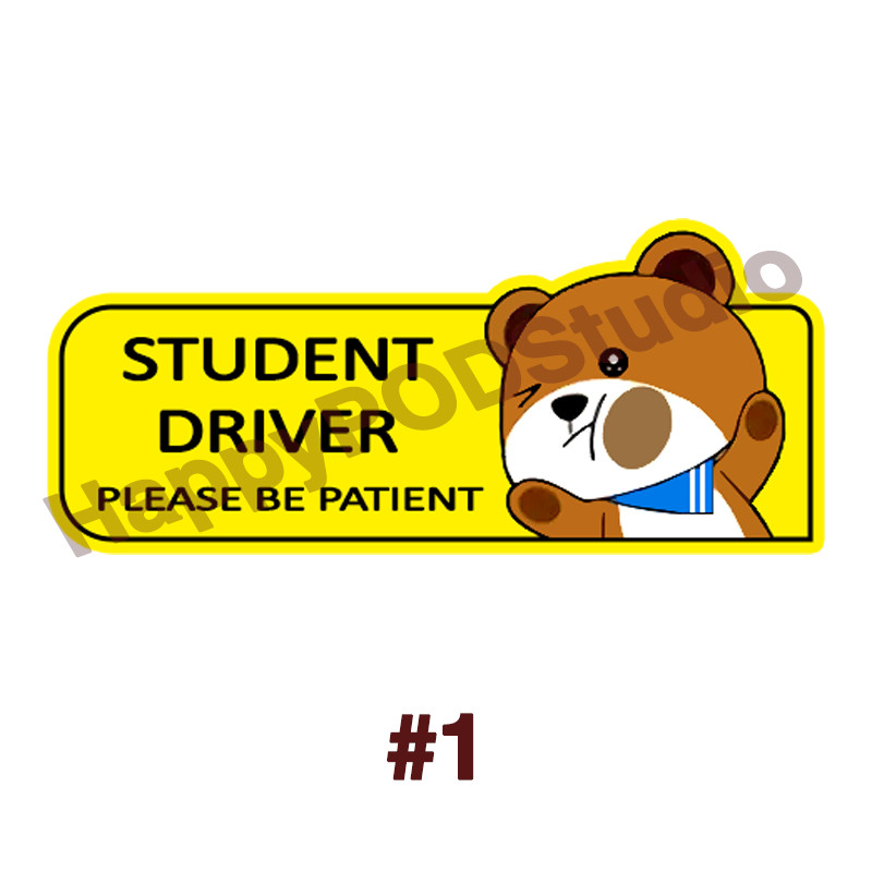 Cute Bear New Driver Safety Sticker Set – Student Driver, New Driver - Accessory