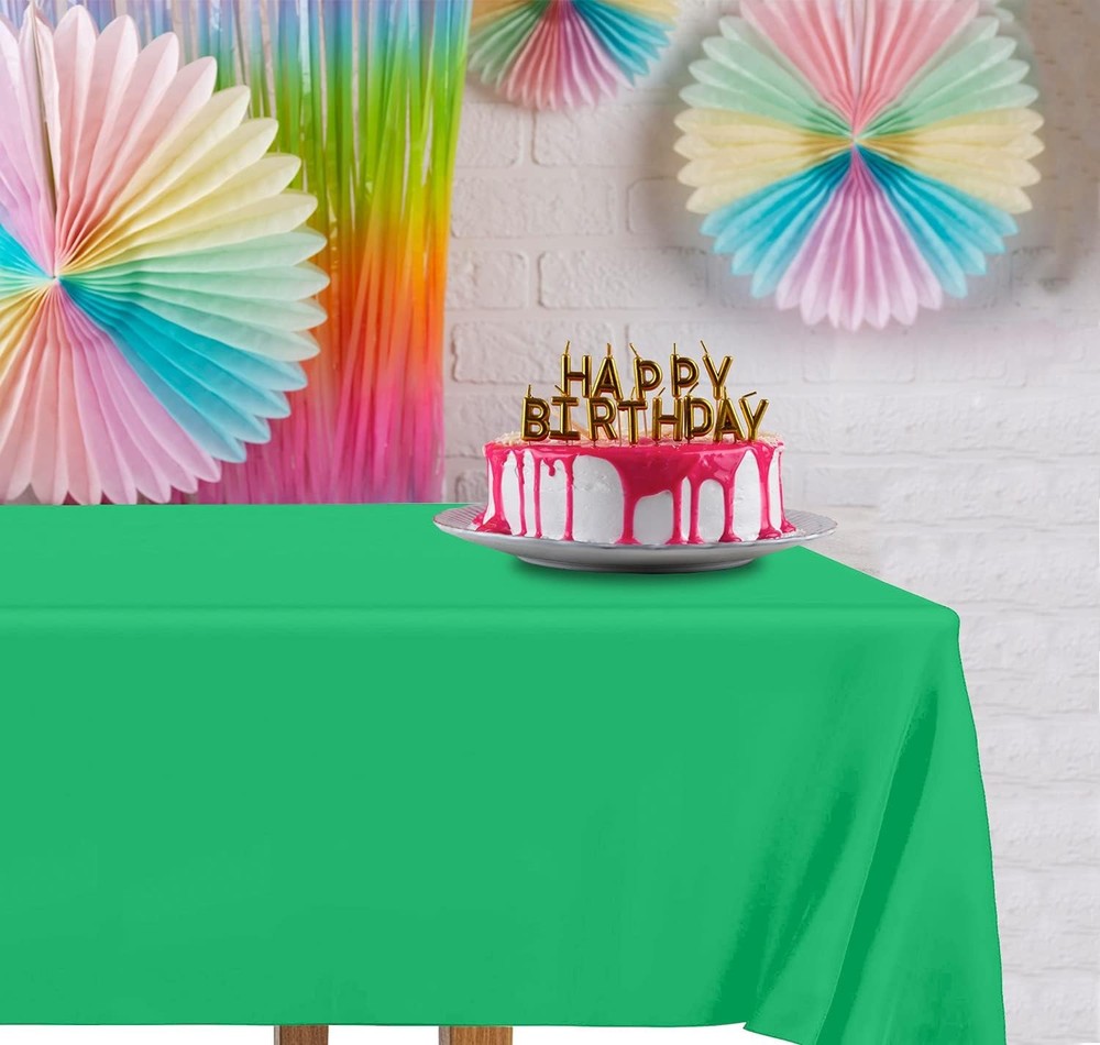 DecorRack 2 Rectangular Tablecloths BPA-Free Plastic, 54 x 108 2 Pack, Green
