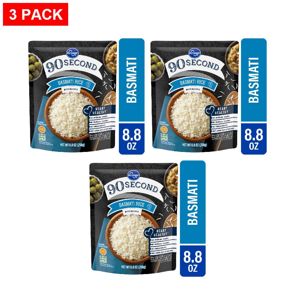 Kroger 90 Second Basmati Rice Pouch 8.8 oz - Pack of 3