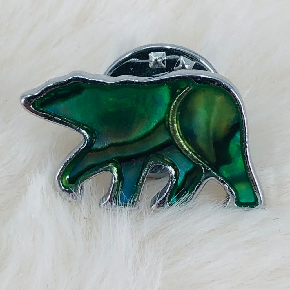 Glacier Pearl Abalone Shell Polar Bear Small Lapel Pin