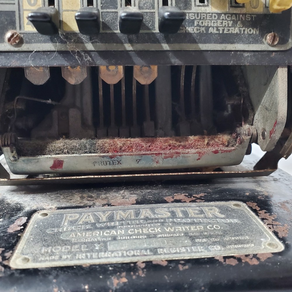 Paymaster Model Y Check Writer And Protector 7 Column Black Vintage American