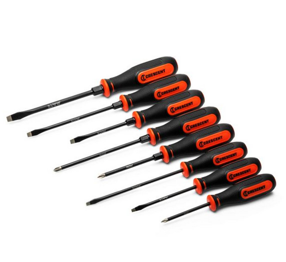 CRESCENT 8 Piece Diamond Tip Dual Material Screwdriver Set CDT8PCSET