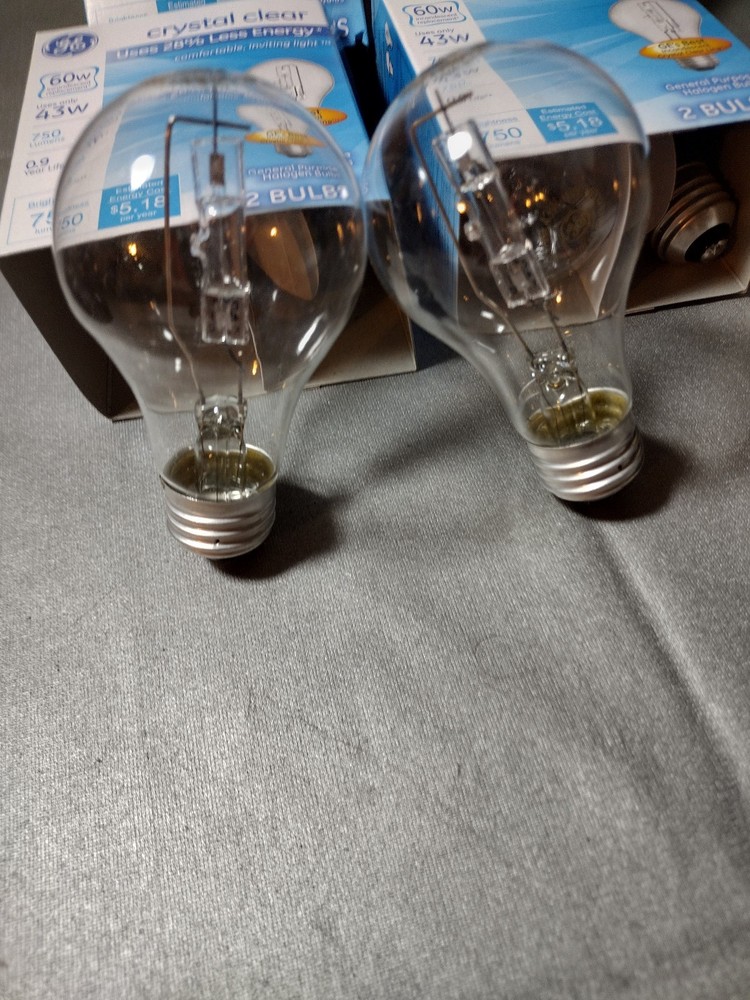 16 GE Crystal Clear 60W (Uses 43W) A19 Bulbs (2 Bulbs) EACH PACKAGE