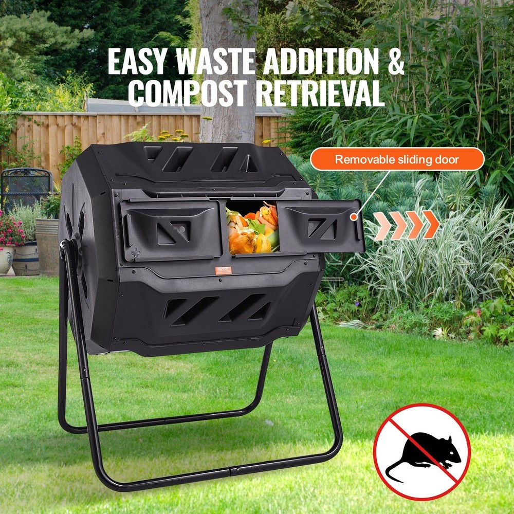 43gal Two-Section Tumbling Composter, 110lb Load, UV-Resistant