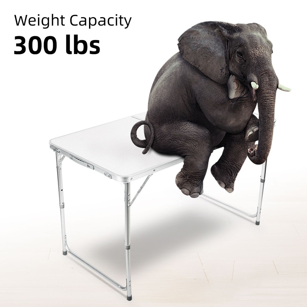 Outdoor Silver Aluminum Folding Portable Height Adjustable Camping Handle Table