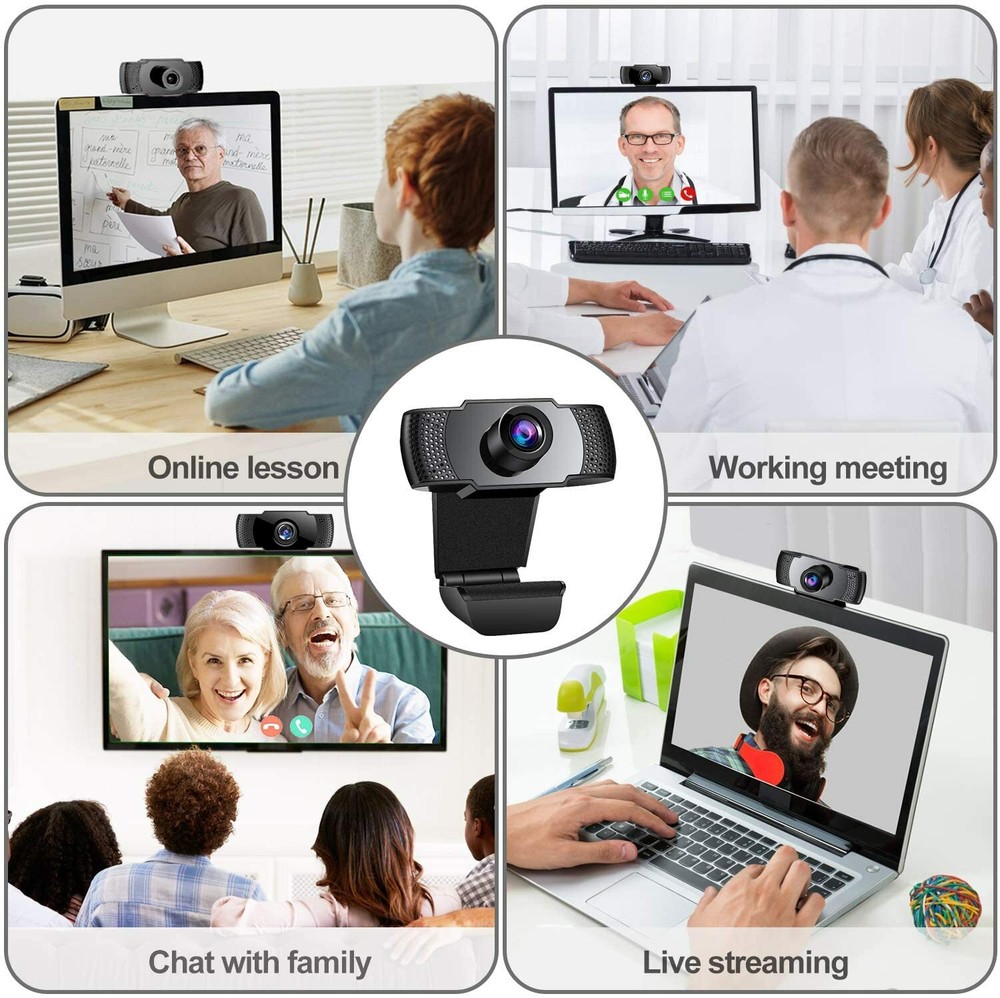 Webcam, Webcam with Microphone, Full 1080P HD Video Webcam, Streaming Computer W
