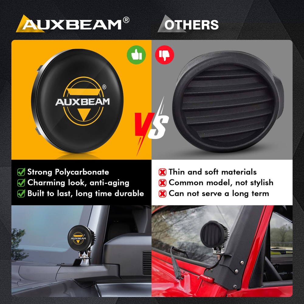 AUXBEAM 2X 4"INCH Covers Shield For Round Light Offroad Driving LED Work Lights