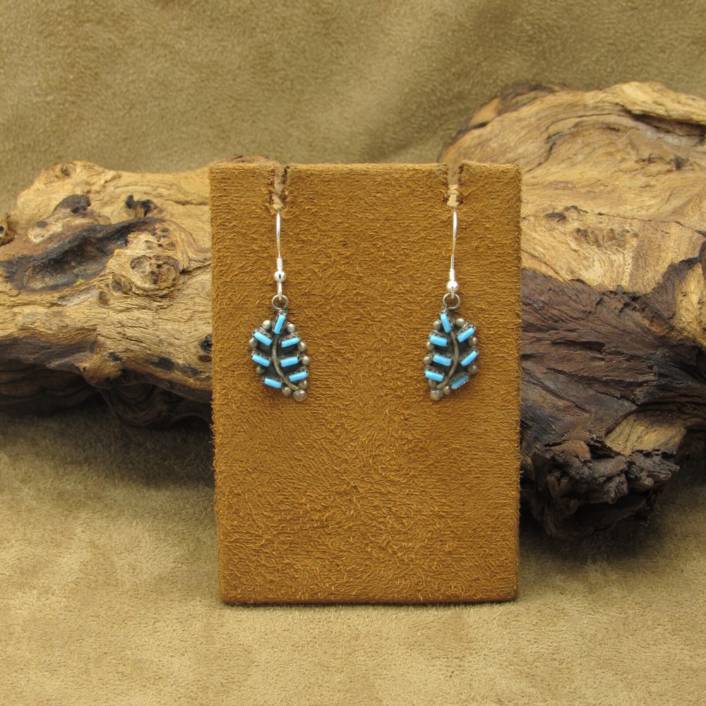 Sterling Silver and Block Turquoise Wire Dangle earrings