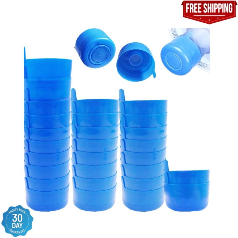 30 pcs Water Bottle Caps Reusable Gallon Snap On Cap Lid Drinking Primo Non Spil