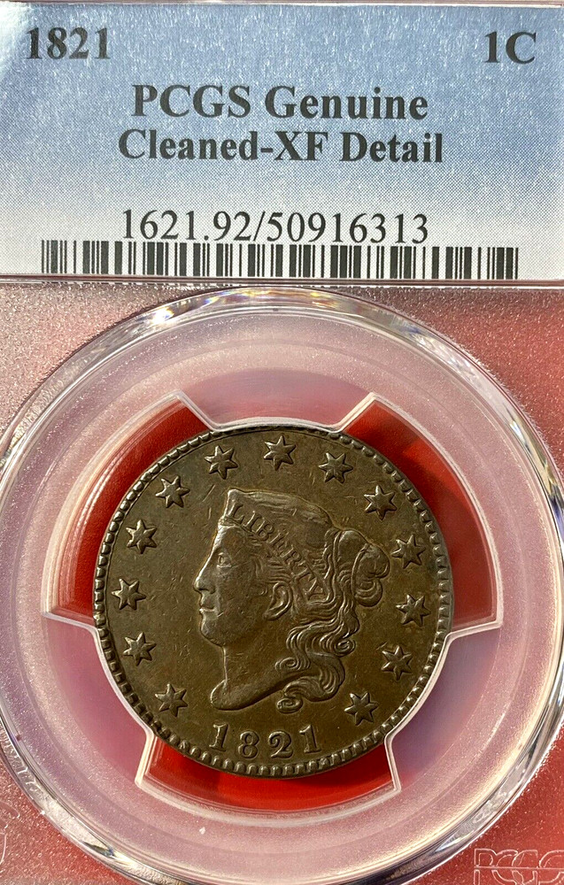 PCGS-XF! 1821 CORONET HEAD LARGE CENT