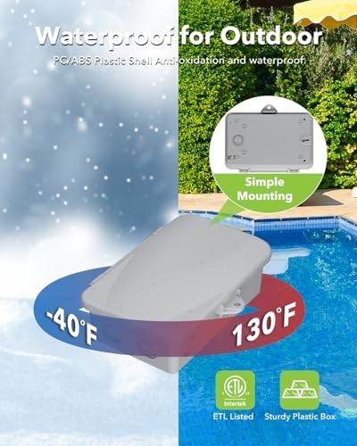 Heavy Duty 24-Hour Programmable Pool Pump Timer, Outdoor Mechanical Timer Box, 2