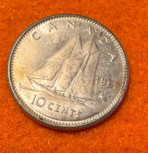 1962 Canada Sparkler Silver Dime / .800 Silver