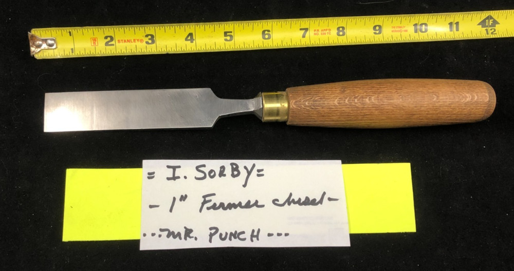 I. SORBY 1 " Tang Chisel-New Beech Handle-Mr. Punch-