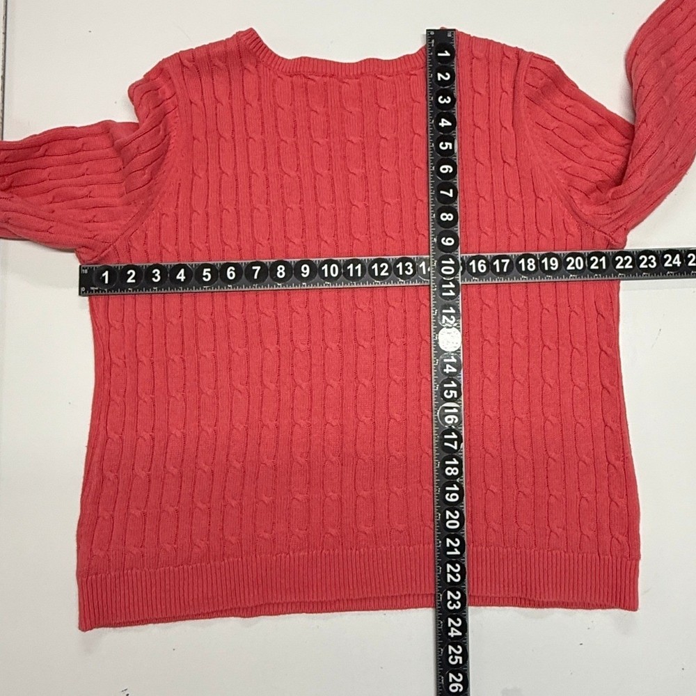 Talbots Sweater Womens XL Petite Pink Cable Knit Button Shoulder Pullover