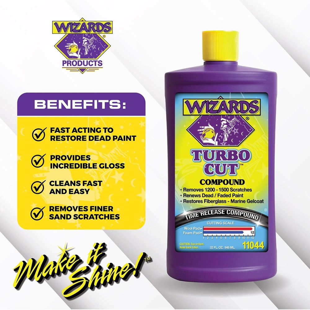 Wizards Turbo Cut Buffing Compound for Car Scratch 32 oz.,