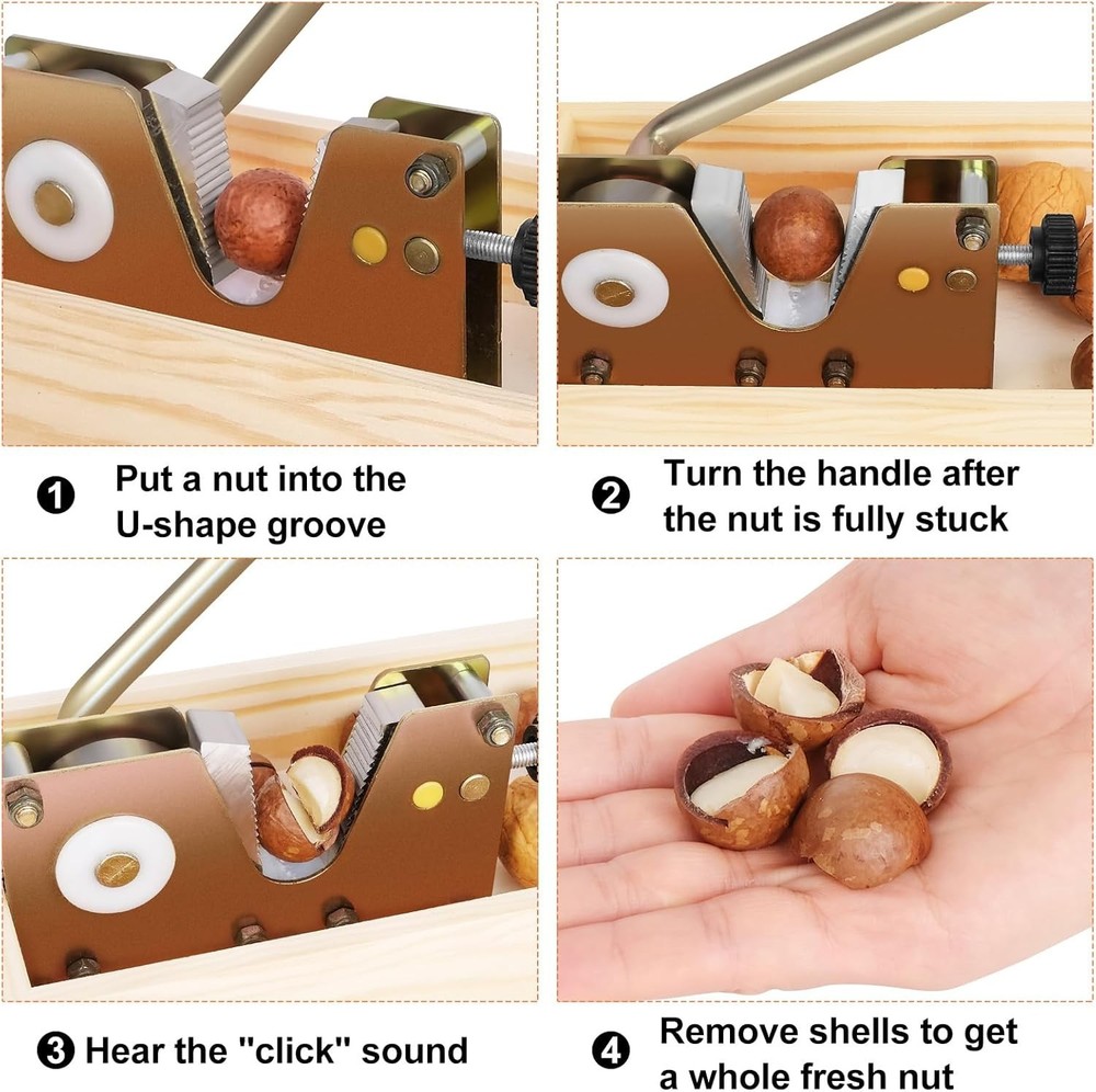 Durable Adjustable Nut Cracker with Rust-Resistant Finish & Picks - 9.84 in