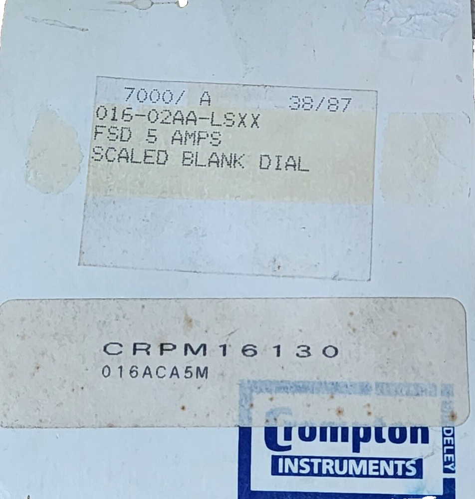 CROMPTON CRPM16130 A-C METER 0-200A TYPE: 016-020