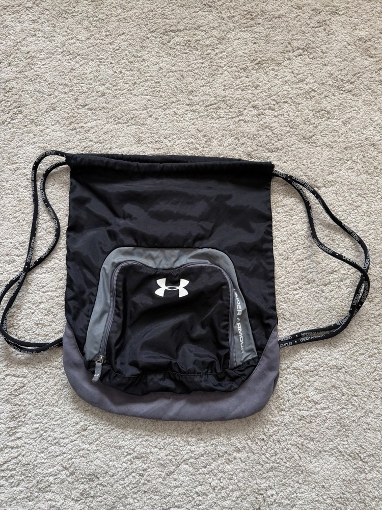 Under Armour Black And White Drawsting Gym Bag Backpack