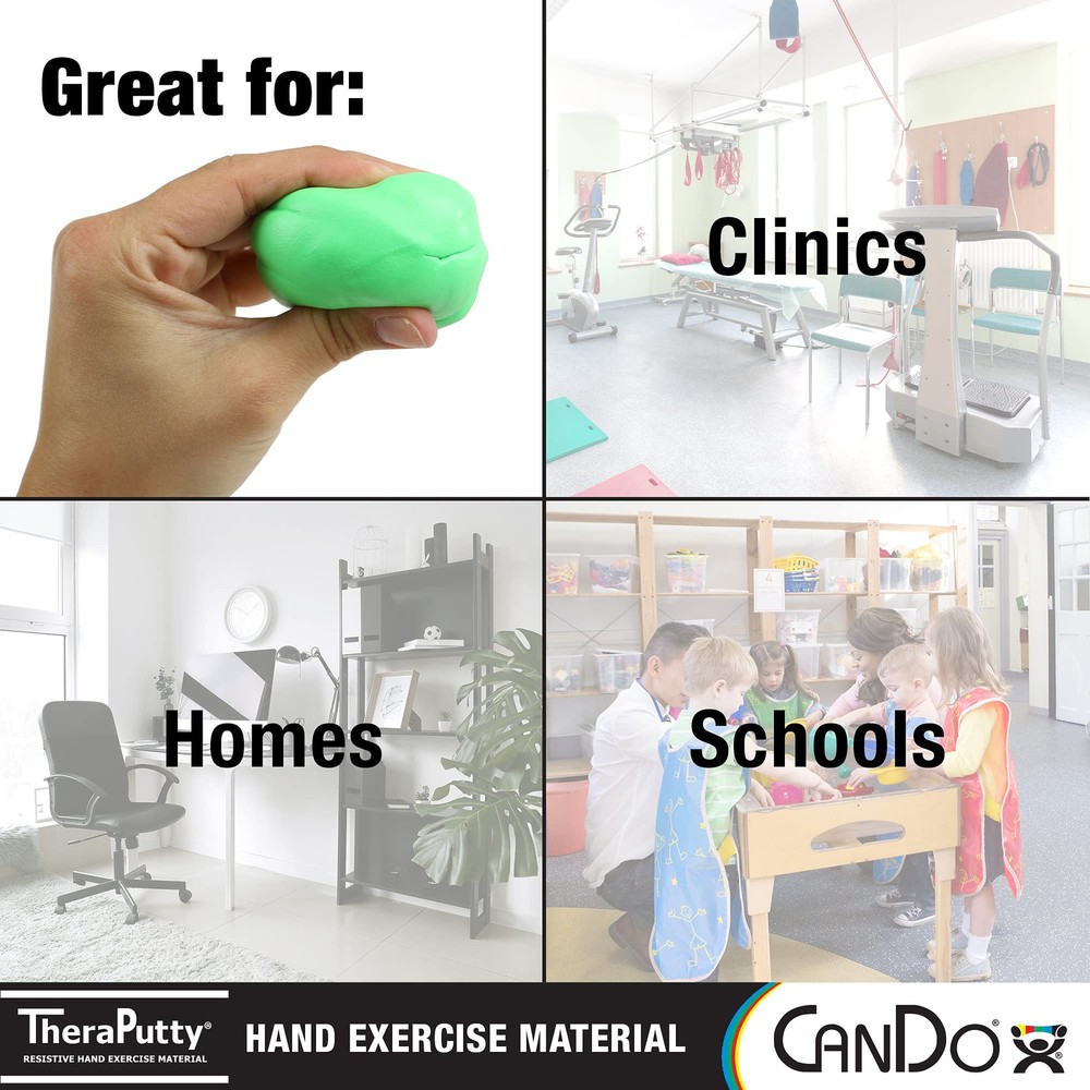 CanDo TheraPutty Plus Medium Green 3oz Anti Microbial Hand Exercise Putty