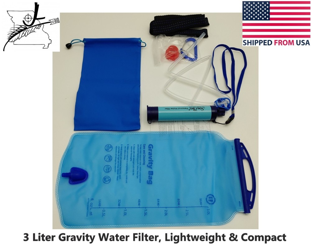 Lightweight Camping Water Filter Gravity System Backpacking Survival 3 Liter