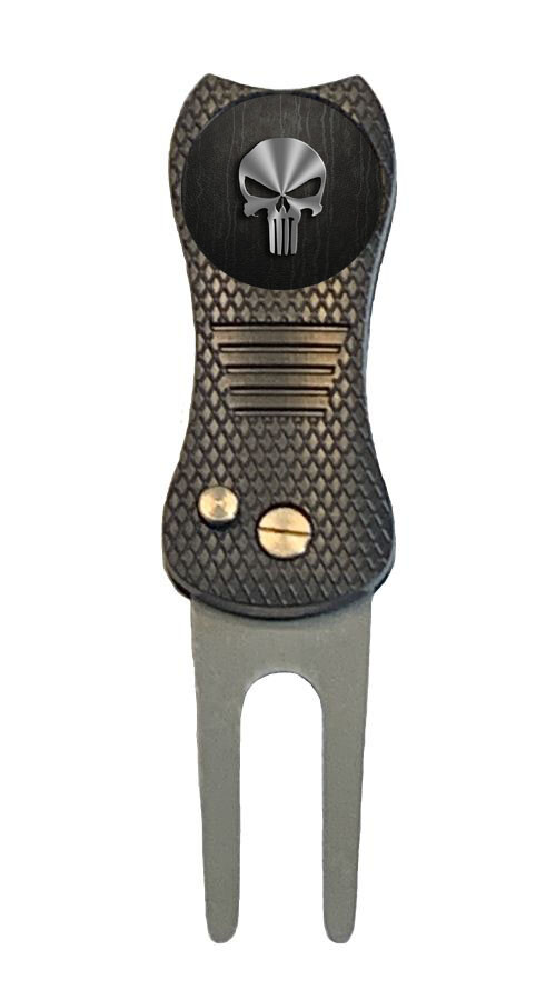 Punisher Marvel Golf Ball Marker w/ Premium Switchblade Divot Tool