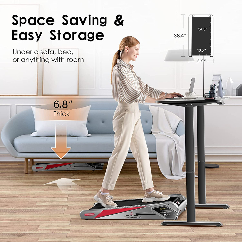 Compact Under Desk Treadmill with Remote & APP - 5% Incline Walking Pad