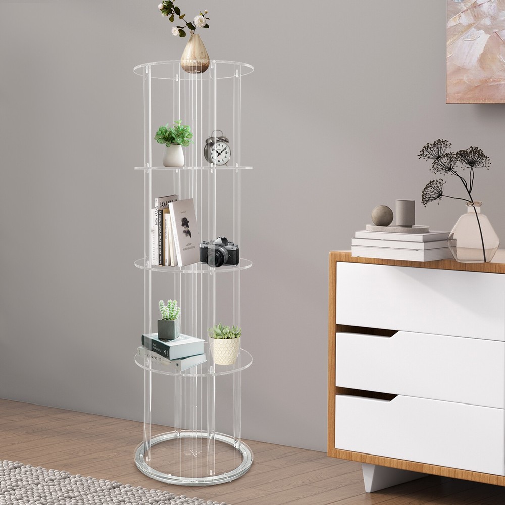 5-Tier Rotatable Acrylic Bookshelf – Stylish & Space-Saving Design
