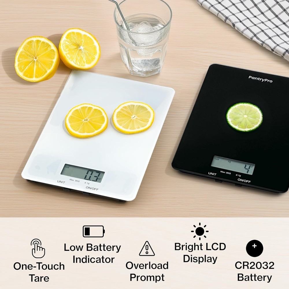 Precise Black Kitchen Scale - Digital - 11lb Capacity - Easy Multi-Unit Switch
