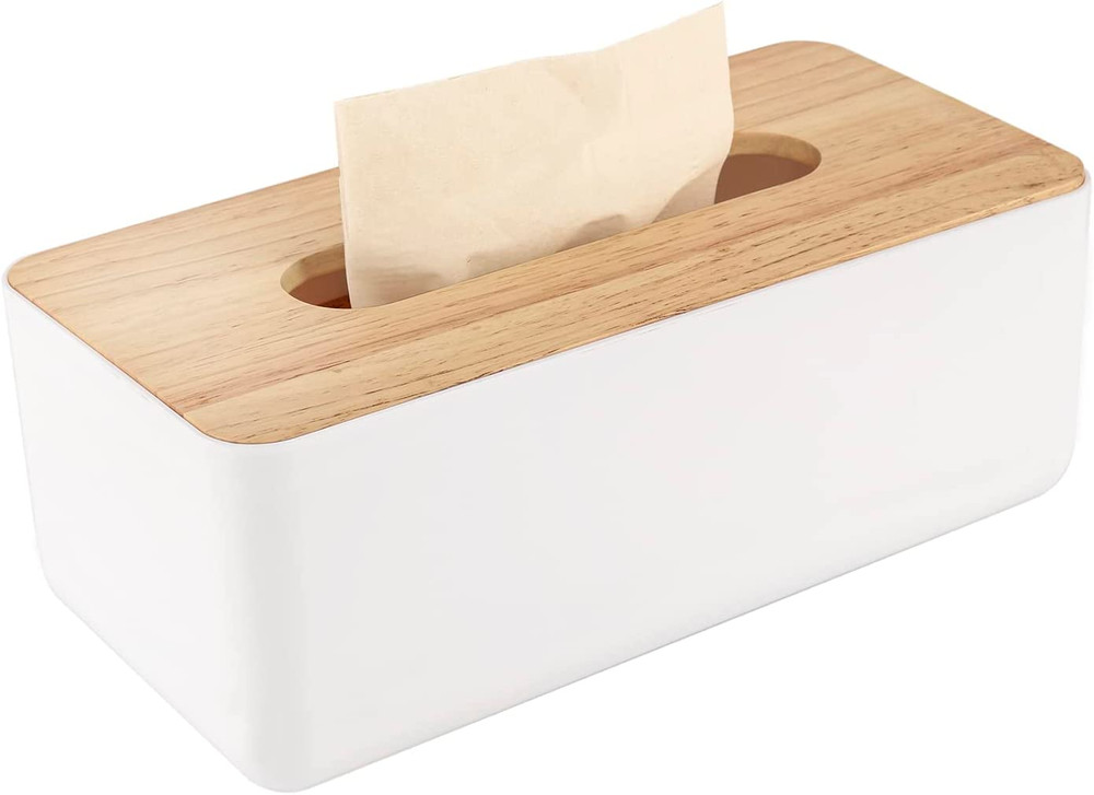 Wood Tissue Box Cover Rectangular Holder Large Size Bathroom Vanity Decor