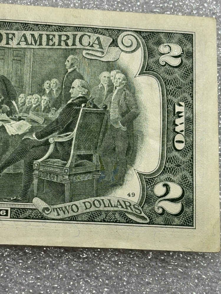 2013 $2 Error Note Off Centered, Miscut W/Ink Bleeds Excellent Condition
