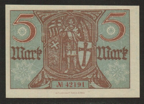 GERMANY BANKNOTE 5 MARK EISENACH 1918 UNC