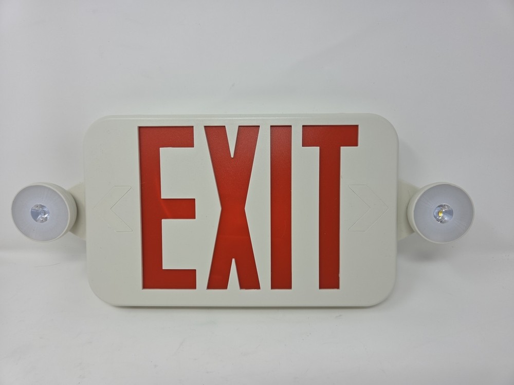 Wired LED Exit Sign Emergency Light–Hi Output Compact Combo