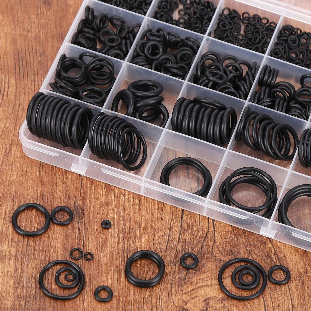 500 Pcs 20 Sizes O Ring Kit,Rubber O-Ring Assortment Kit, Rubber Black