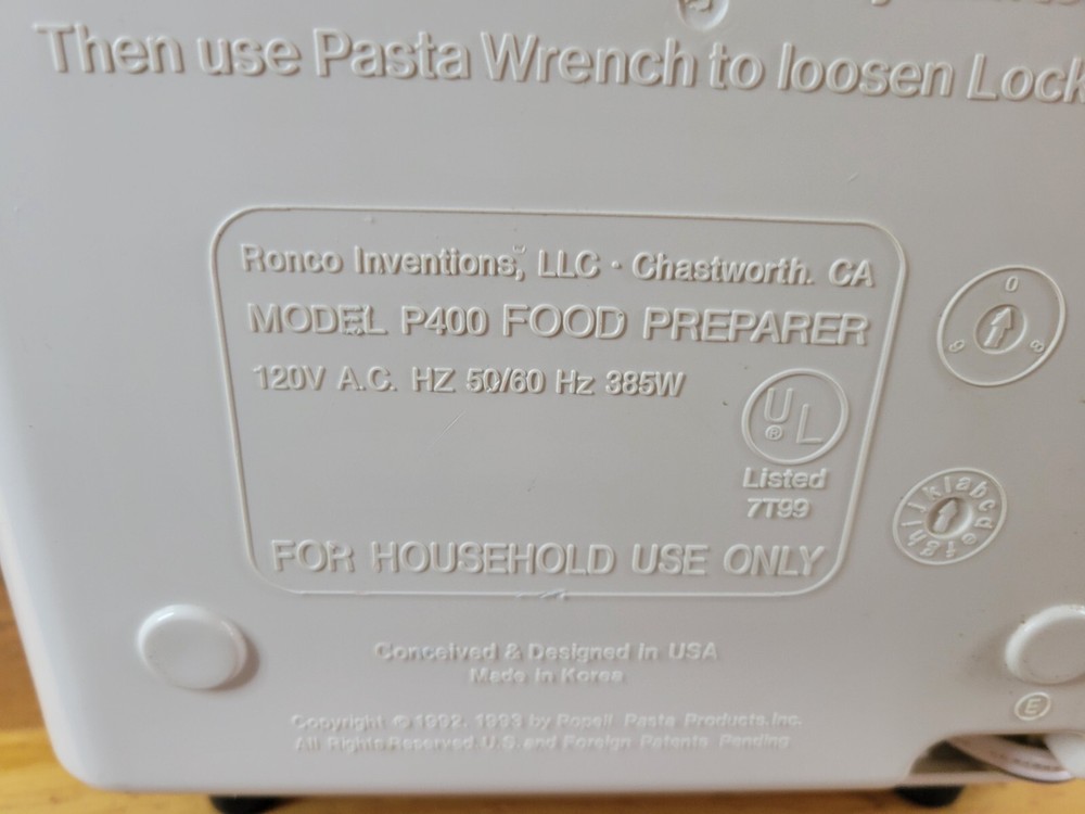 Popeil Automatic Pasta Maker P400 W/Spaghetti Attachment Die Tested