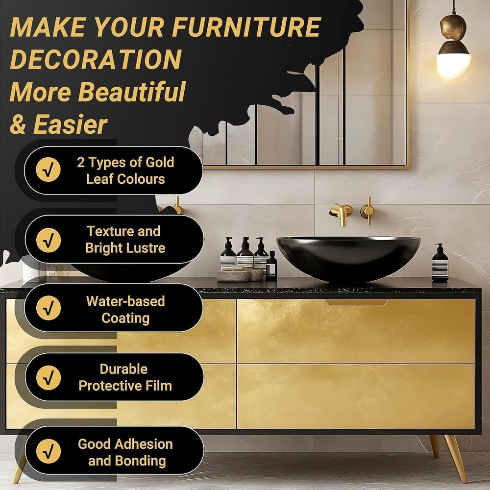 Versatile Gold Leaf Gilding Kit, 100ml Water-Based Adhesive & Tools Included