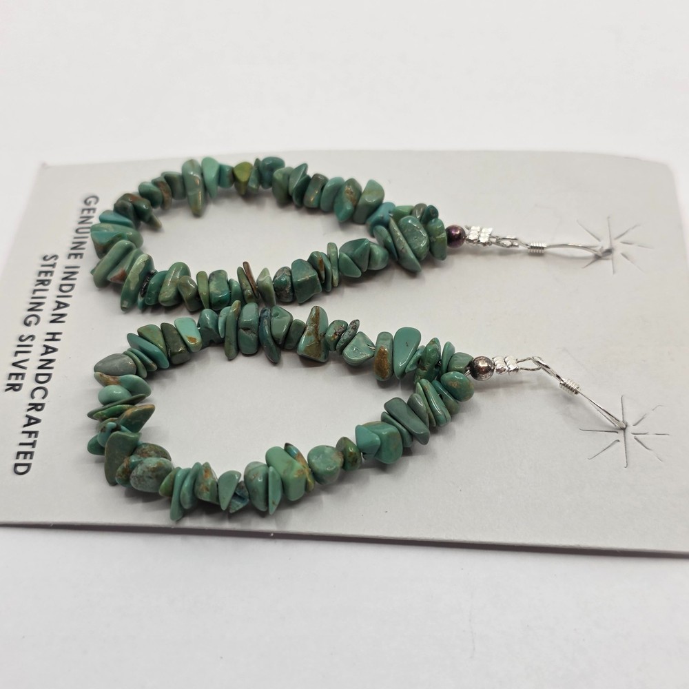 Native American Natural Turquoise Beaded Dangle Earrings