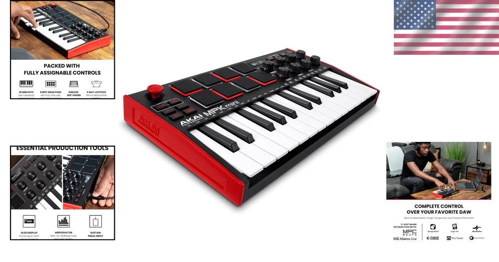 MPK Mini MK3 25-Key MIDI Controller, Velocity Keys, NKS, Pro Sounds
