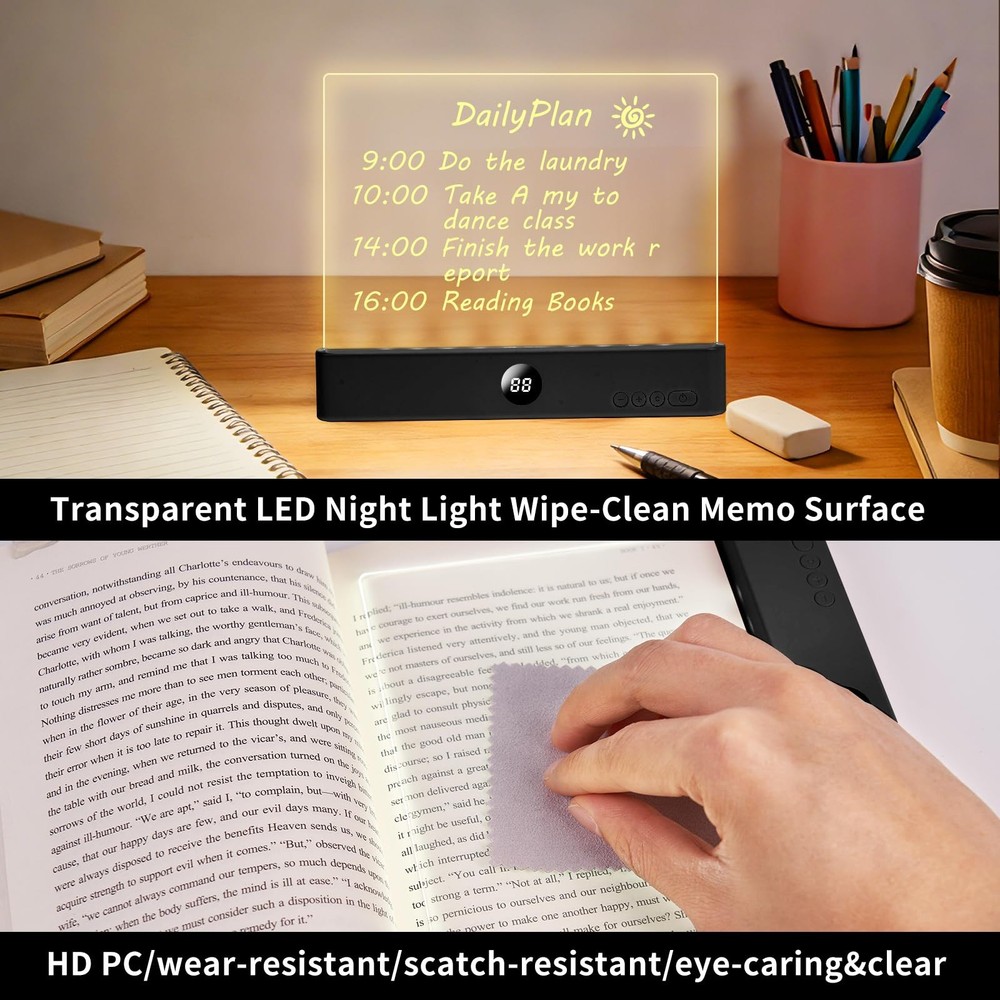 Book Light Rechargeable LED Flat Reading Bed 3 Colors Timer Panel Plate Lamp