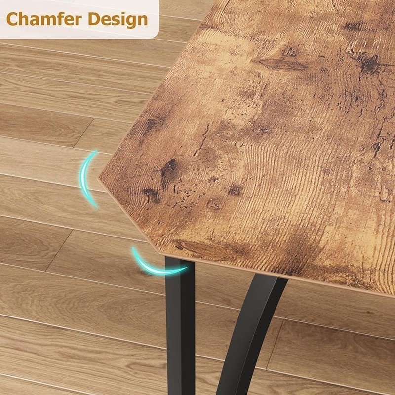 Stylish Small Dining Table Set 4 W/ Chamfer Design & Comfortable Chairs New