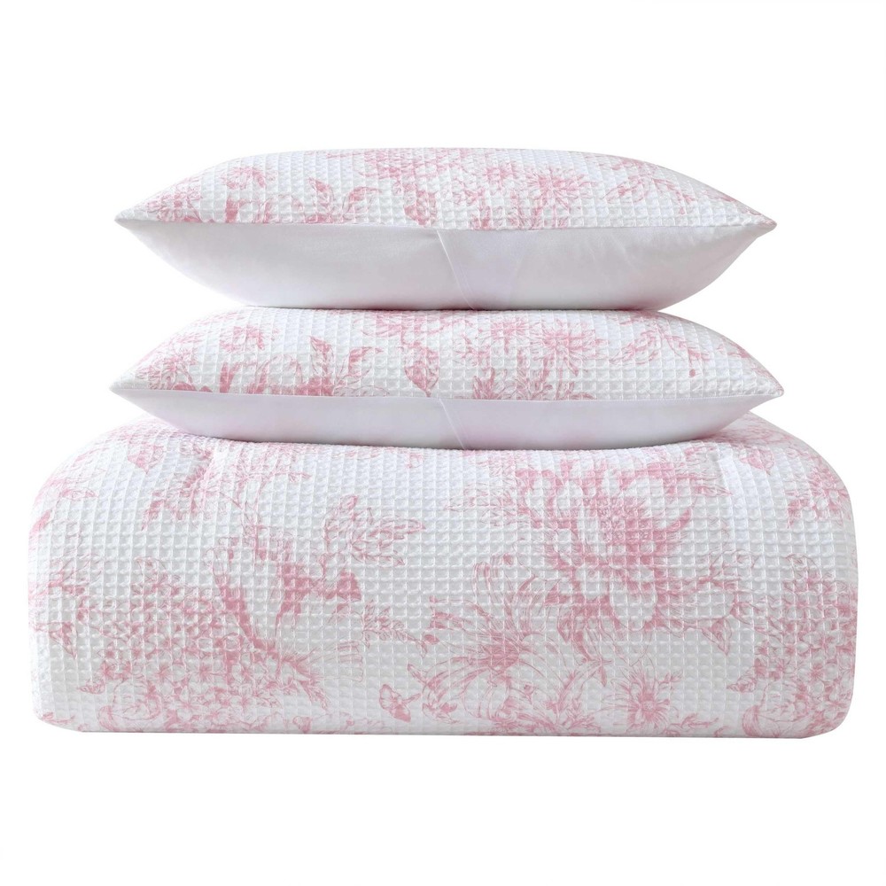 Laura Ashley - Comforter Set, Soft Poly Waffle Textured Bedding with Matching...