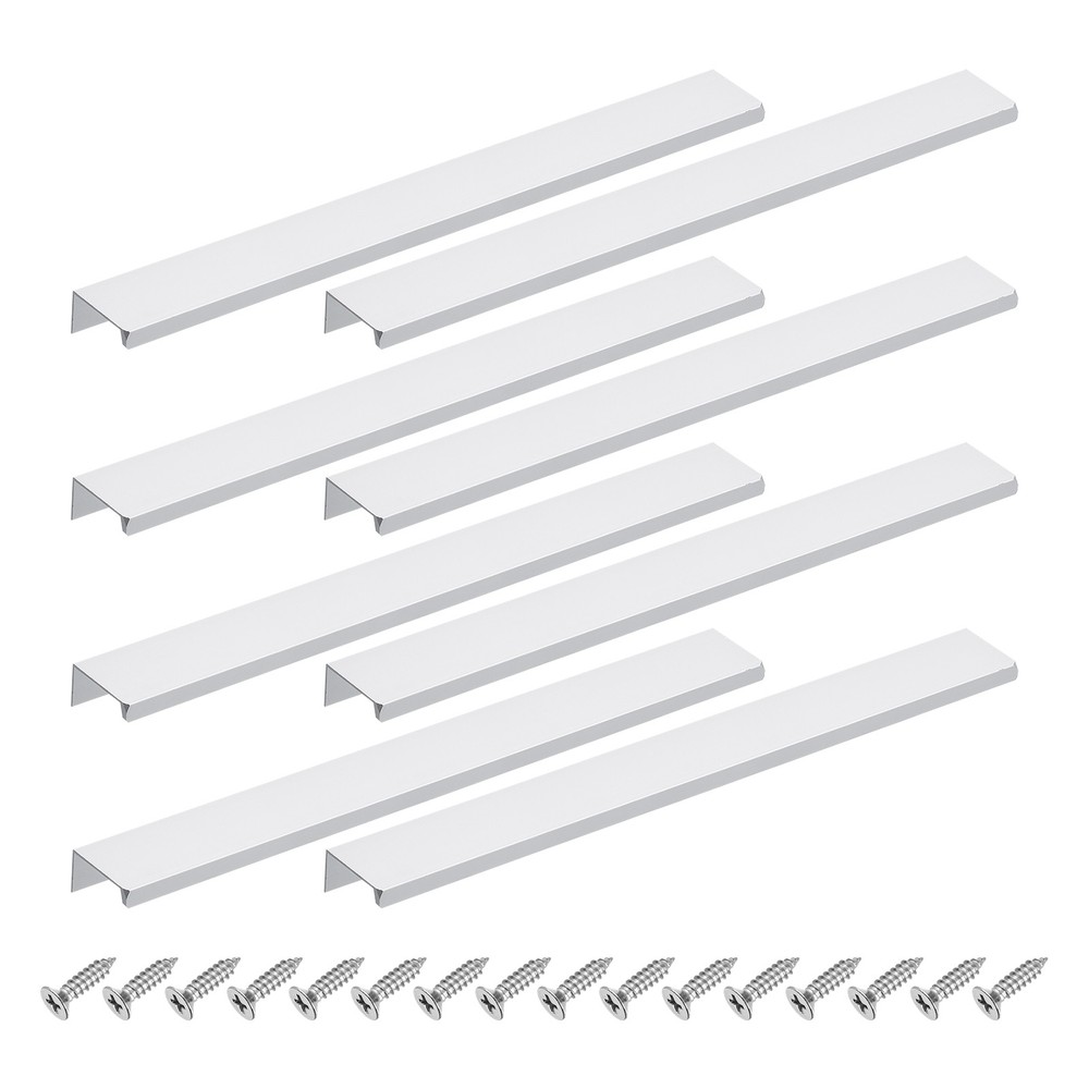 Cabinet Edge Finger Pull, 8pcs 300mm / 11.81" Hidden Cabinet Pulls, Silver