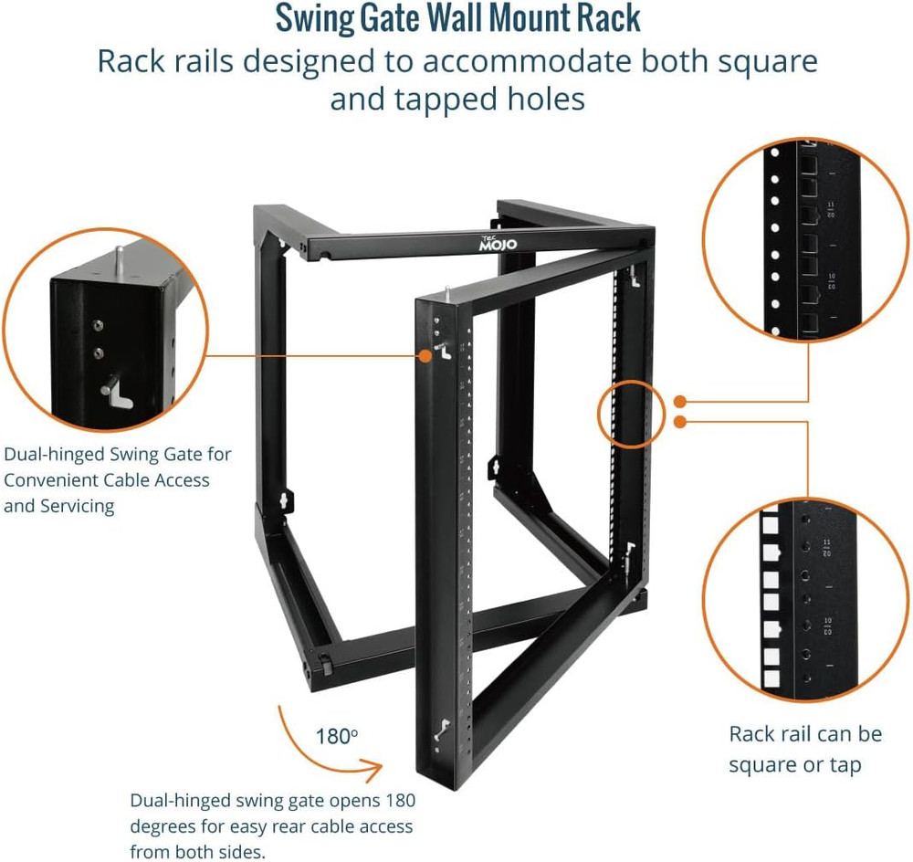 Tecmojo 12U Wall Mount Server Rack, Open Frame Network Rack for 19" Computer/Av/