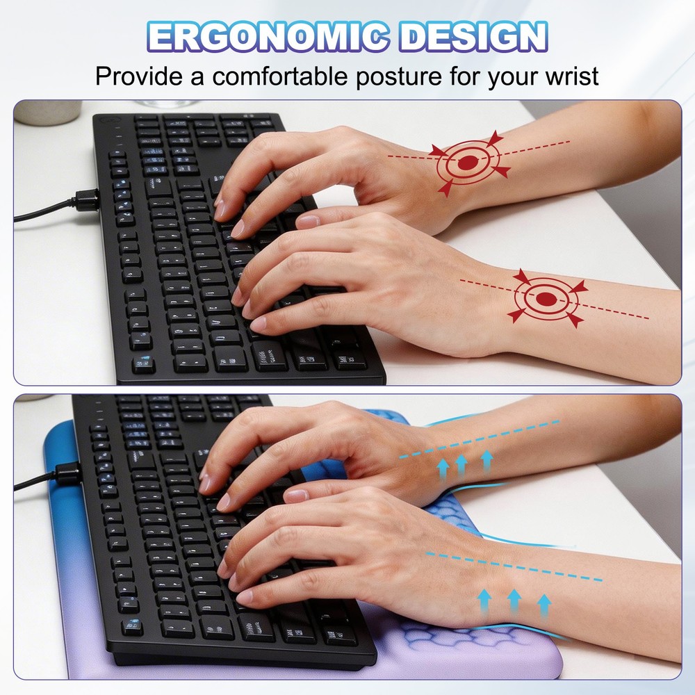 Computer Keyboard Stand with Wrist Rest, Computer Wrist Support, Blue