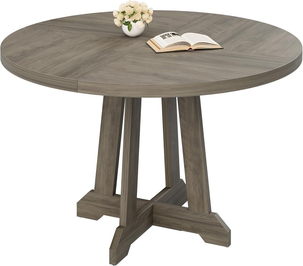 47" Round Dining Table for 4-6 People Large Circle Table Rustic (No chairs)