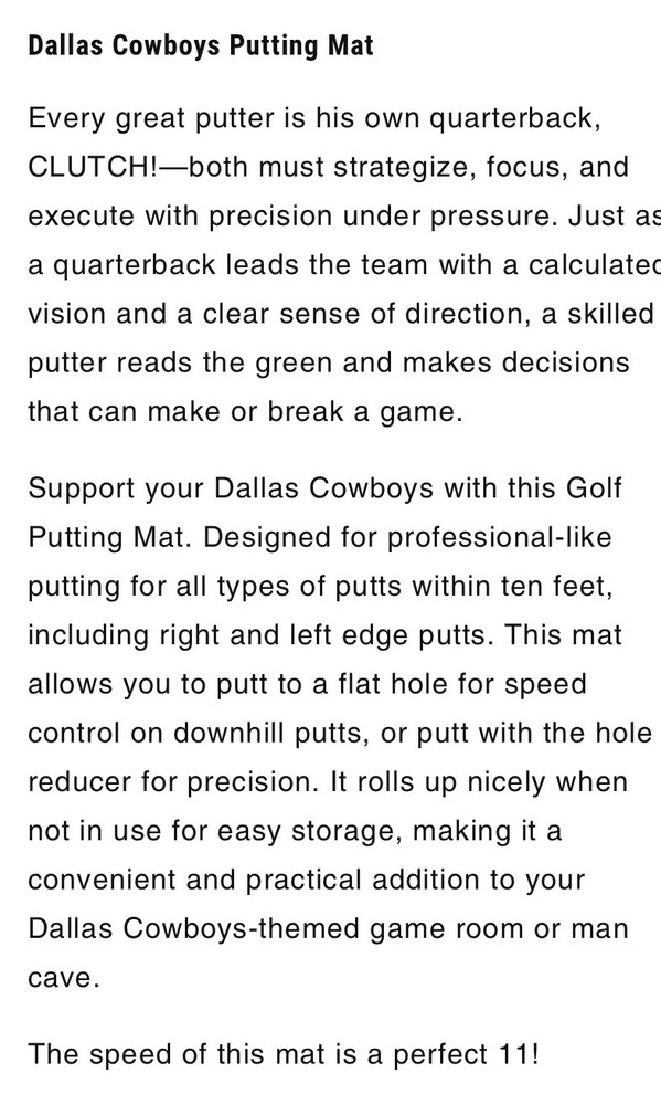 Dallas Cowboys Putting Mat