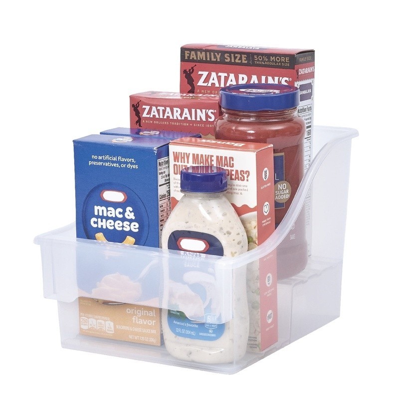 2 Pack Medium Clear Plastic Bins 2 Tier Stackable Kitchen Organizer Storage New