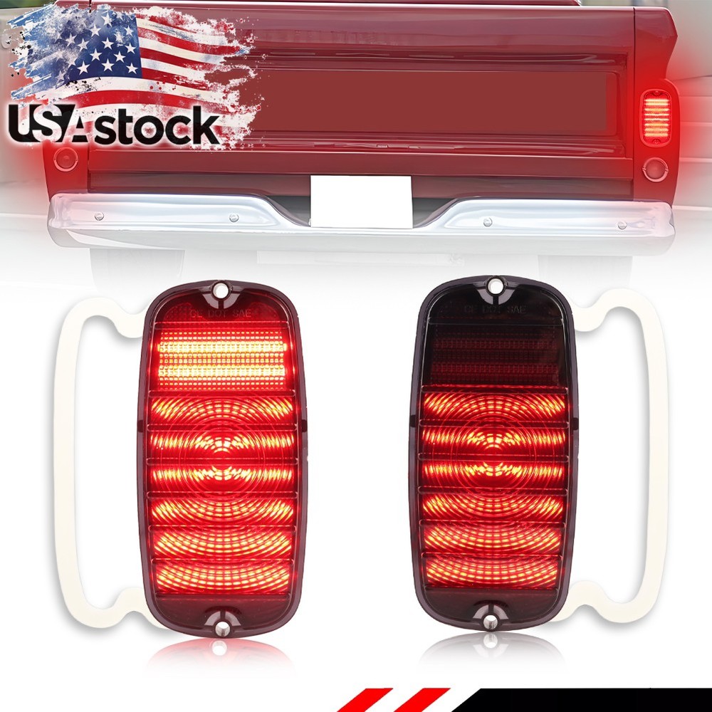 2 Smoke Red LED Rear Tail Light Lenses For 60-66 Chevy/GMC Fleetside PickupTruck