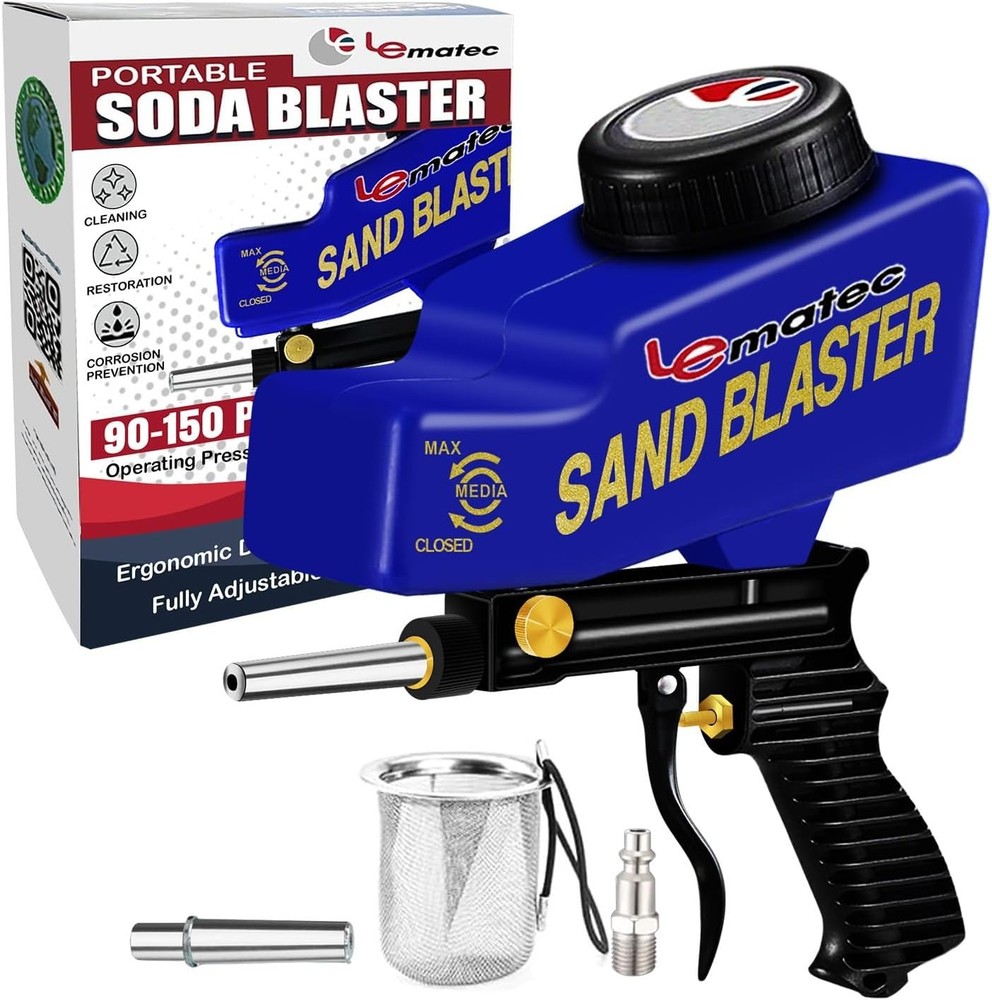 Gravity-Fed Sand Blaster with Adjustable Control - Ideal for Restorers & DIYers